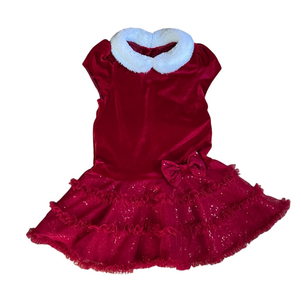 Girls red velvet Christmas dress. Size 4T